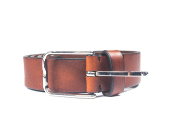 Brown belt in white background
