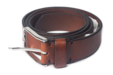 Brown belt in white background
