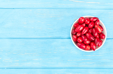 Cornelian cherries in bowl