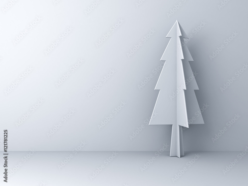 Poster christmas tree on white background for christmas decoration with shadow 3d rendering
