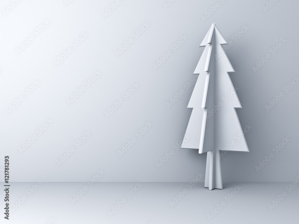 Poster christmas tree on white background for christmas decoration with shadow 3d rendering