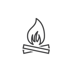 bonfire line icon, outline campfire vector sign, linear pictogram isolated on white, logo illustration
