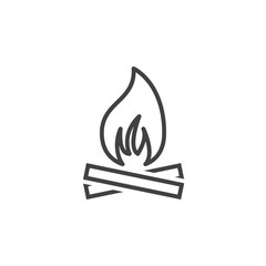 bonfire line icon, outline campfire vector sign, linear pictogram isolated on white, logo illustration
