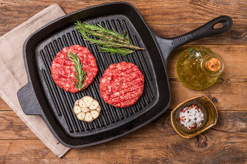 raw burgers from organic beef  