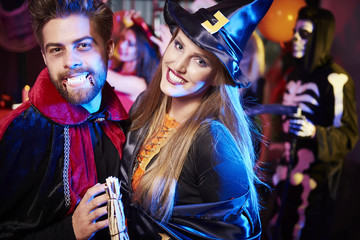 Witch and vampire on the party