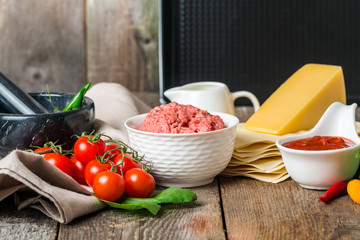 ingredients for cooking Italian lasagna