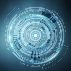 Digital datas on hologram screen on blue background