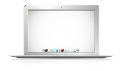 Modern laptop on white background 3D rendering