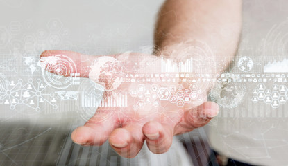 Fototapeta premium Businessman using digital graph interface