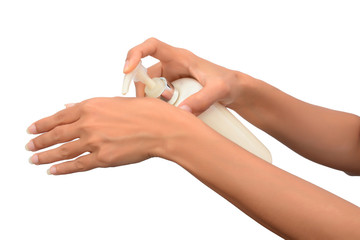 woman hands with lotion