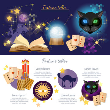 Astrology and alchemy infographics fortune telling