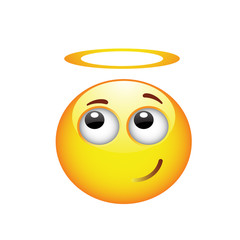 Fototapeta premium Smiling smiley with an angelic halo