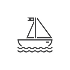 sailing ship line icon, outline sailboat vector sign, linear pictogram of yacht isolated on white, logo illustration