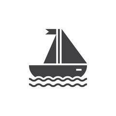 sailing ship icon vector, sailboat solid sign, pictogram of a yacht isolated on white, logo illustration
