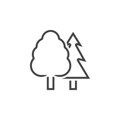 forest line icon, outline trees vector sign, linear pictogram of wood isolated on white, logo illustration