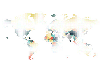 Dotted World map of square dots