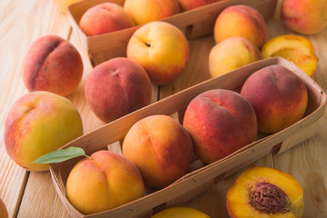 peaches in basket