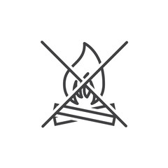 Bonfire Forbidden line icon, no fire outline vector sign, linear pictogram isolated on white, logo illustration
