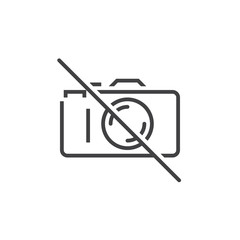No Photography line icon, Forbidden To Use Camera outline vector sign, linear pictogram isolated on white, logo illustration