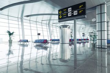 Modern Airport Departure Lounge - obrazy, fototapety, plakaty