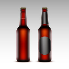 Set of Brown Bottles Dark Red Beer with without labels
