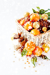 Christmas composition with tangerines