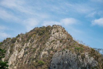Mountain rock blast and dry forest