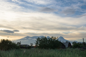 Remote village Kozyrevsk in the early morning, Kamchatka, Russia