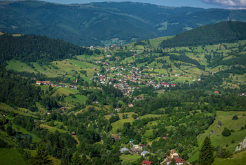 Obraz premium Aerial view from the road in Carpathian Mountains in Transylvania