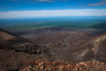 Tolbachik southern breaks lava stream formed after the eruption of 2013, Kamchatka, Russia.