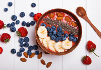 Smoothie bowl with berries and chia seeds