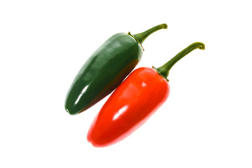 Red and green ripe jalapeno chili hot pepper