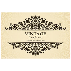 Invitation cards in an old-style beige and brown