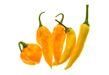 Different variety of yellow hot peppers - a bunch of chilies,