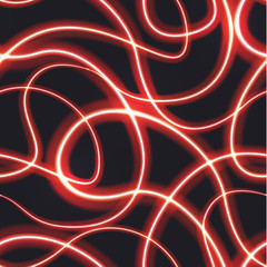 Red neon blurry trail effect at motion on dark background, seamless pattern