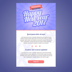 Happy New Year 2017 email template with sign up button.