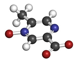 Obraz premium Acipimox hypertriglyceridemia drug molecule. 3D rendering. 