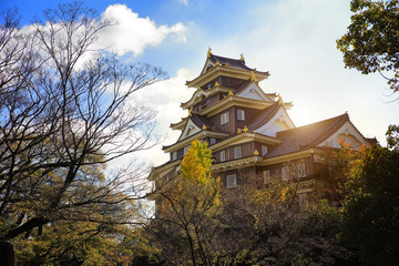 Osaka Castle with blue sky