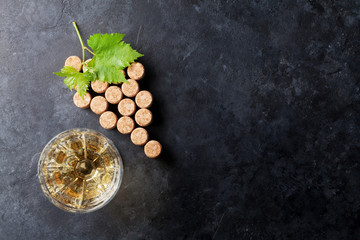 Wine corks grape shape and vine