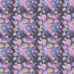 floral panel in retro style illustration of a watercolor