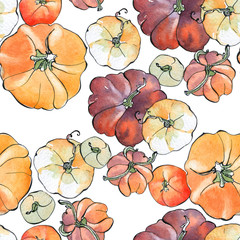 Watercolor pumpkin Pattern