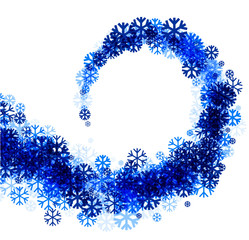 Winter background with blue snowflakes.