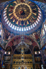 Fototapeta na wymiar iconostasis and dome of Orthodox Holy Trinity Cathedral in Sibiu in Romania