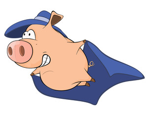  Illustration of Cute Pig in Superhero Costume Cartoon Character