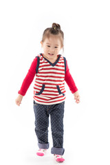 little asian girl on white background