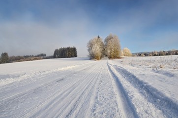 snowy mountain road