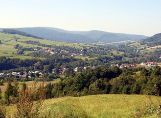 Fototapeta na wymiar landscape of carpathians mountains near Krempna village