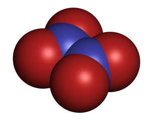 Nitrogen tetroxide (dinitrogen tetroxide, N2O4) rocket propellant molecule