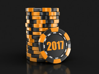 chip of casino 2017. Image with clipping path
