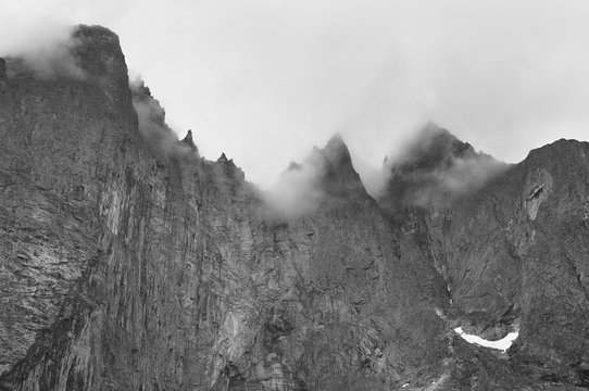 Norway Landscape. Troll Wall Massif Mountain Trollveggen. Romsda